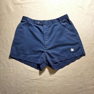 Vintage Boast Tennis Golf Shorts Mens 32 Navy Blue‎ Zip Fly Leaf Logo Preppy 80s
